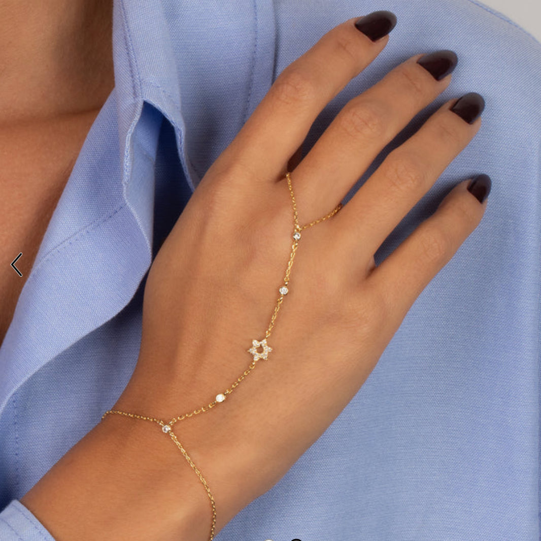 MAGEN DAVID Hand Chain - Gold