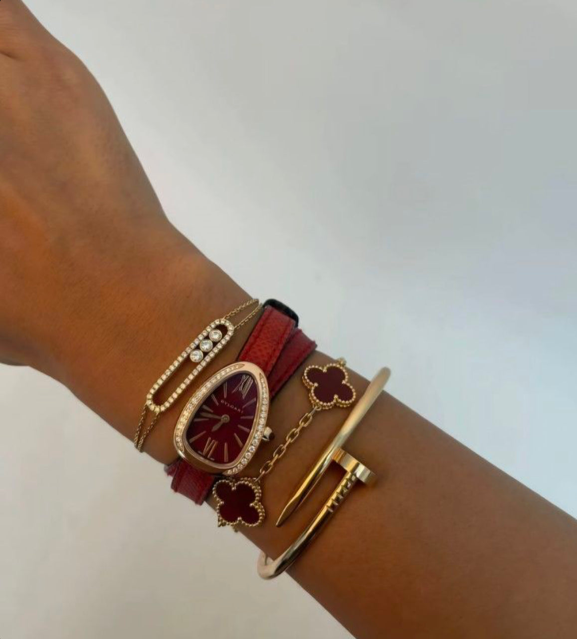 Burgundy Clover Charm Bracelet
