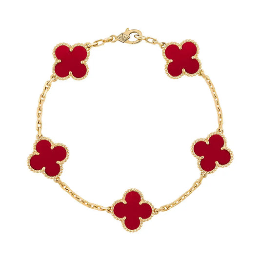 Burgundy Clover Charm Bracelet
