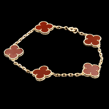 Burgundy Clover Charm Bracelet